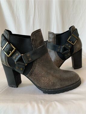 Leather Harness Biker Boots - Size 9